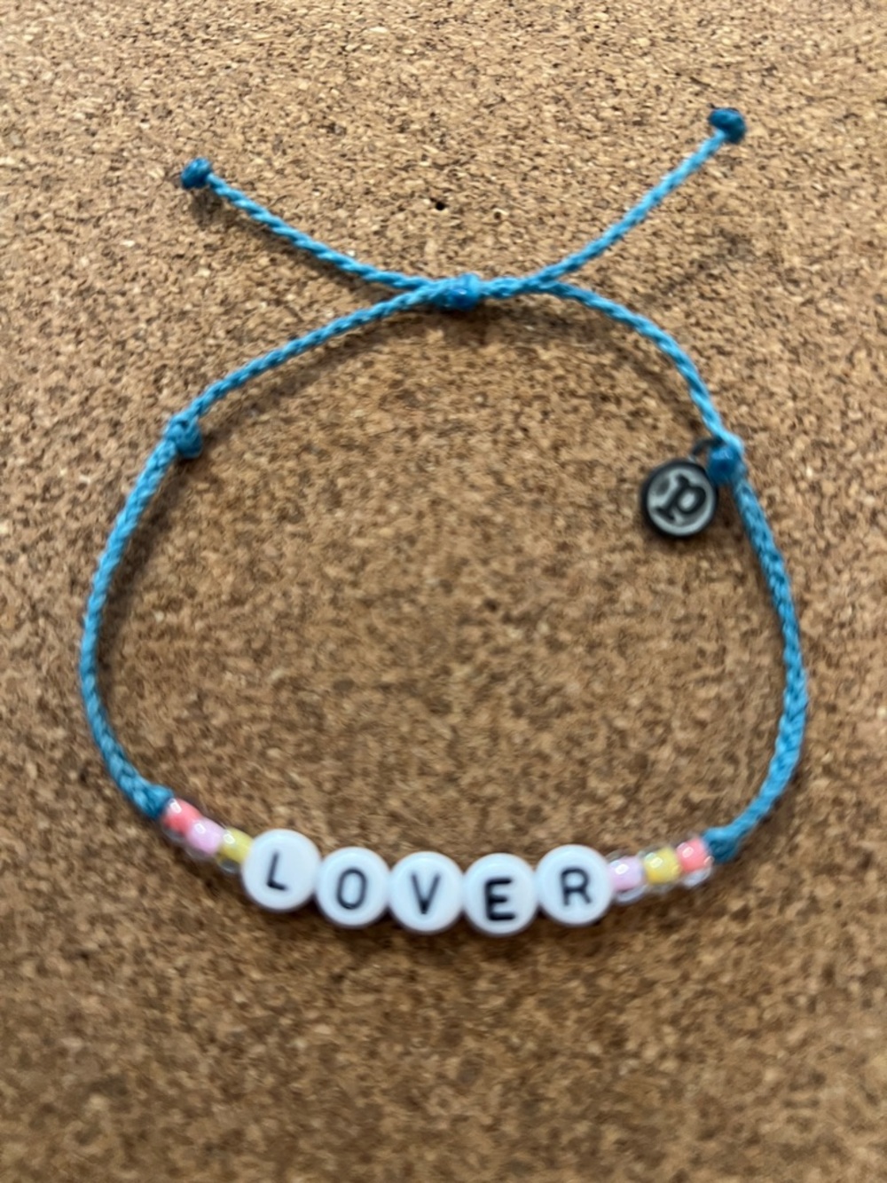 Pura Vida Blue 'LOVER' Braided Beaded Bracelet NWOT